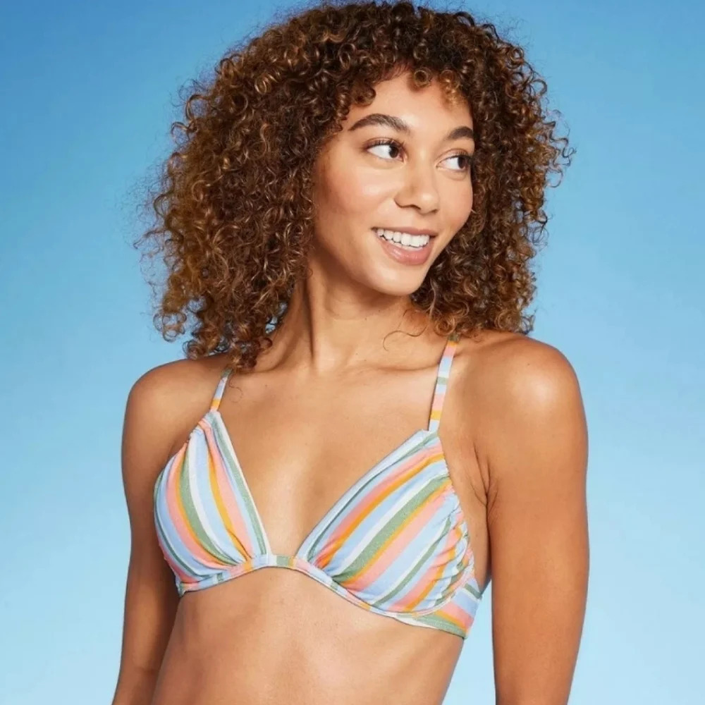 NWT Wild Fable Women's Underwire Striped Bikini Swim Top XS 0-2